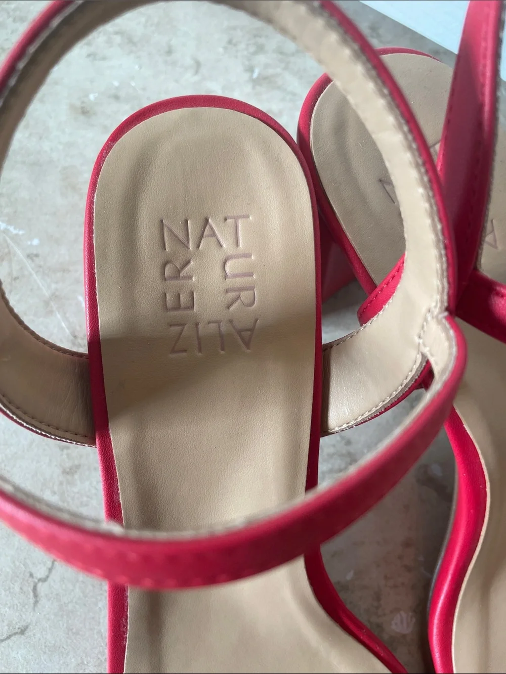 Naturalizer Red Open-Toe Ankle Strap Sandals New Without Tags - Picture 2 of 4